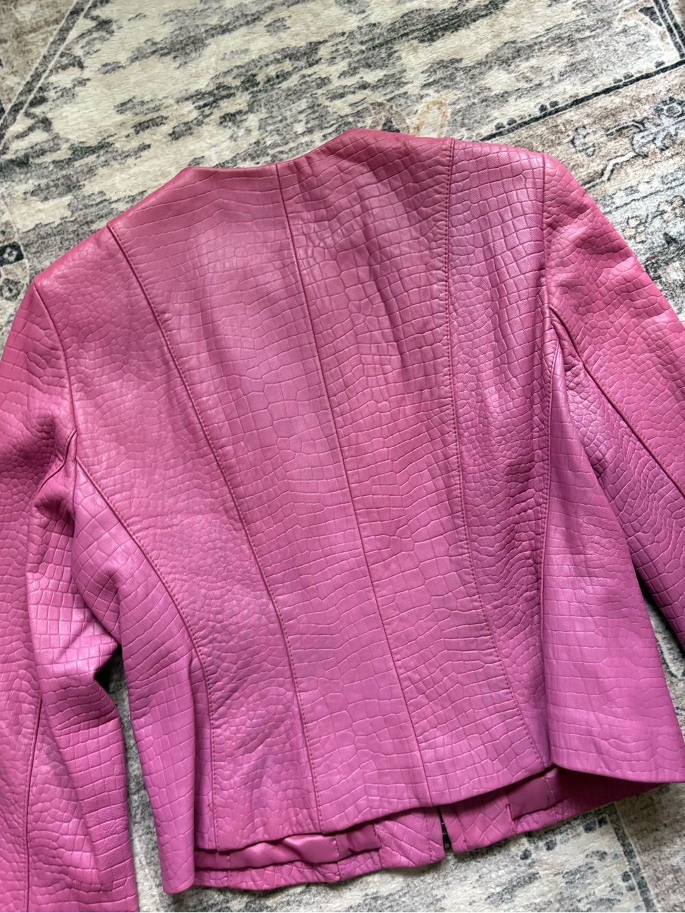 Vintage 90s y2k pink genuine leather crocodile embossed size 10 Anne Klein fall - Picture 10 of 13